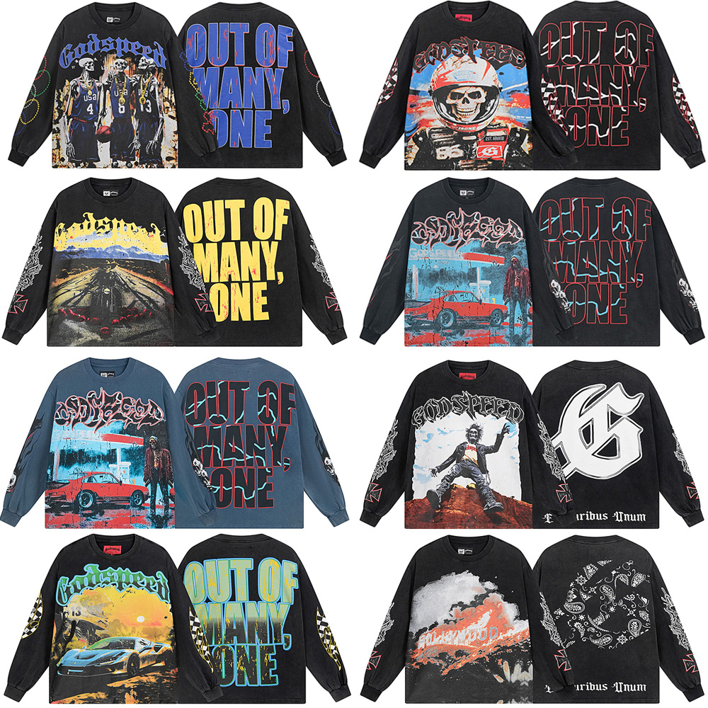 Men's Hoodies Harajuku Classic Character Graphic Print Godspeed Oversized Crew Neck Sweatshirt Gothic Brown Long Sleeves Men Women Autumn