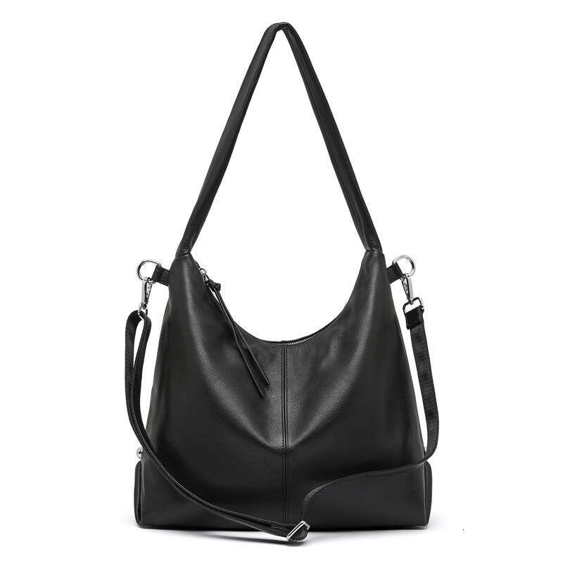 Real Leather Large Capacity Stylish New Korean Version Trendy Fashion Solid Color Casual Commuting Shoulder Tote Women's Bag