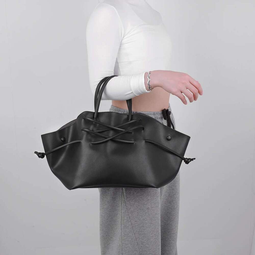 Women Casual Satchel Solid Color PU Drawstring Fashion Hobo Bag Detachable Shoulder Strap For Outdoor Travel