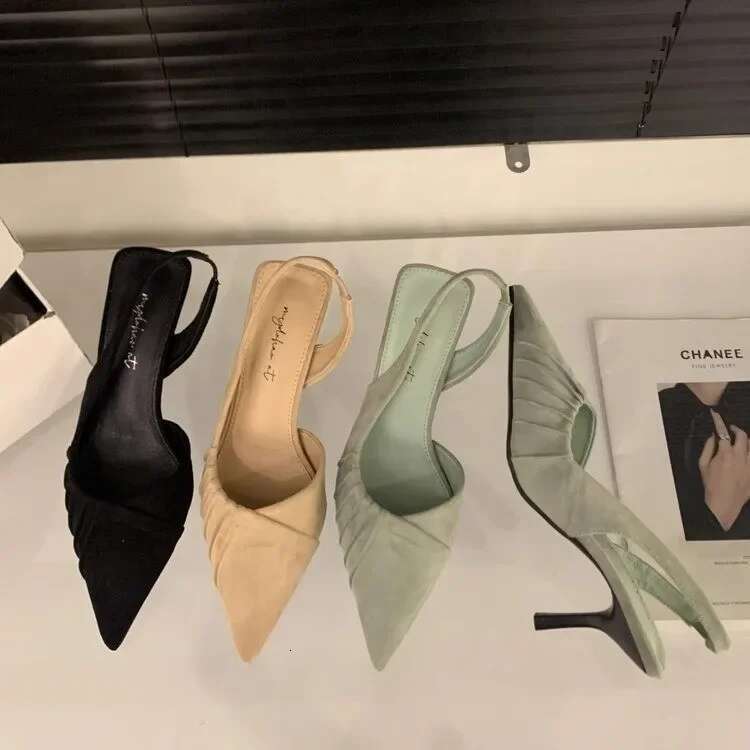 Fashion Summer New Women Pointed Toe Woman Pumps Sexy Thin High Heels Sandals Slingback Party Prom Mules Shoes