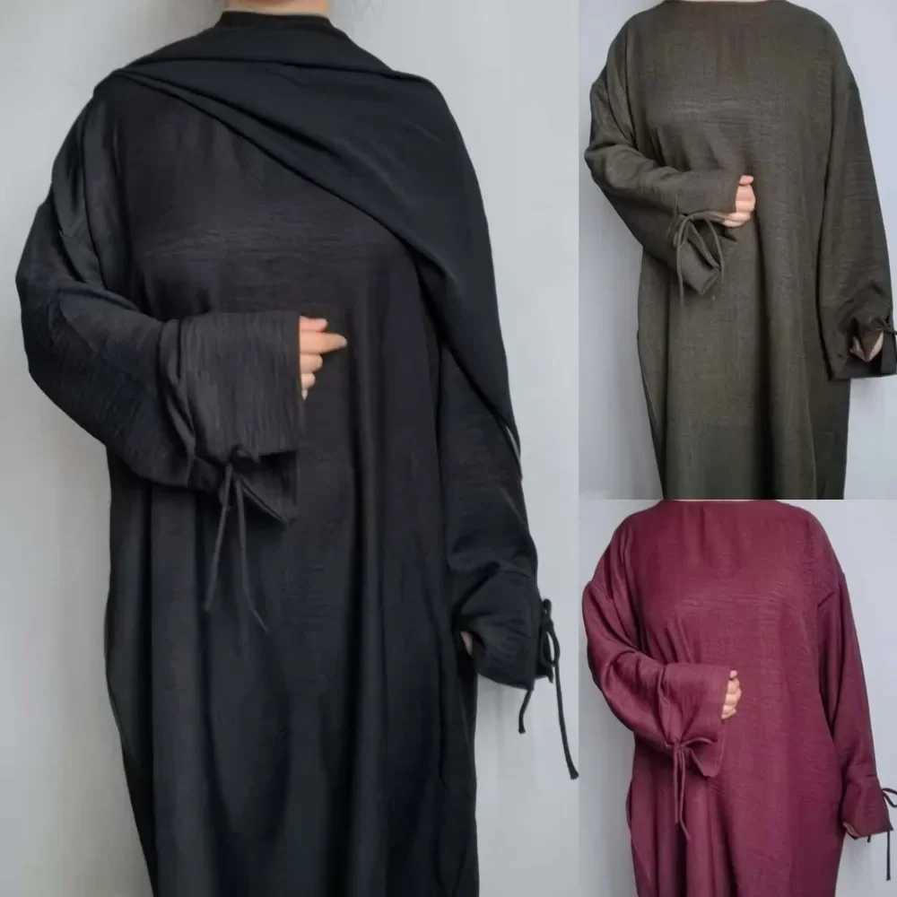 2025 New Ramadan Abaya Women Muslim Dress Solid Color Robe Dubai Abayas Eid Islam Clothing Turkish Casual Modest Robe for Adult X250514