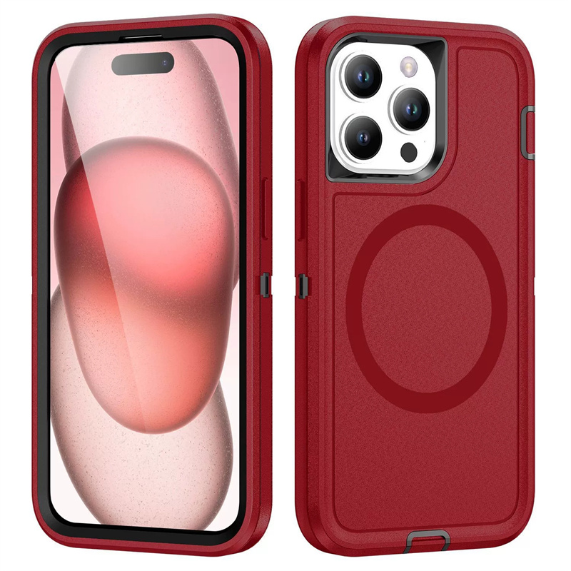 Heavy Duty Rugged Magnetic Charge Defender Case Cover For iPhone 16 15 14 Plus 13 Pro Max Dual Layer 3 in One Shockproof With Magsafe Capa