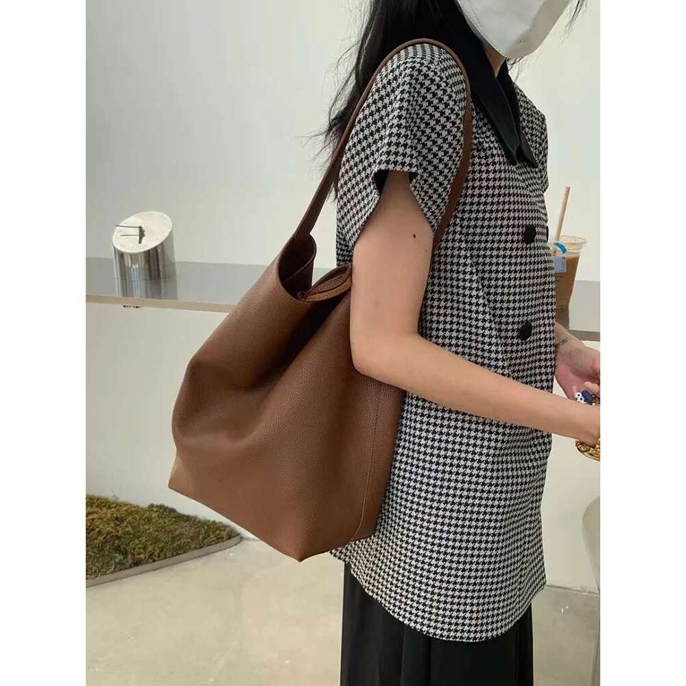 Korea Bucket Tote For Women Sling Shoulder Large Capacity Handbag Shopper With Small Bag