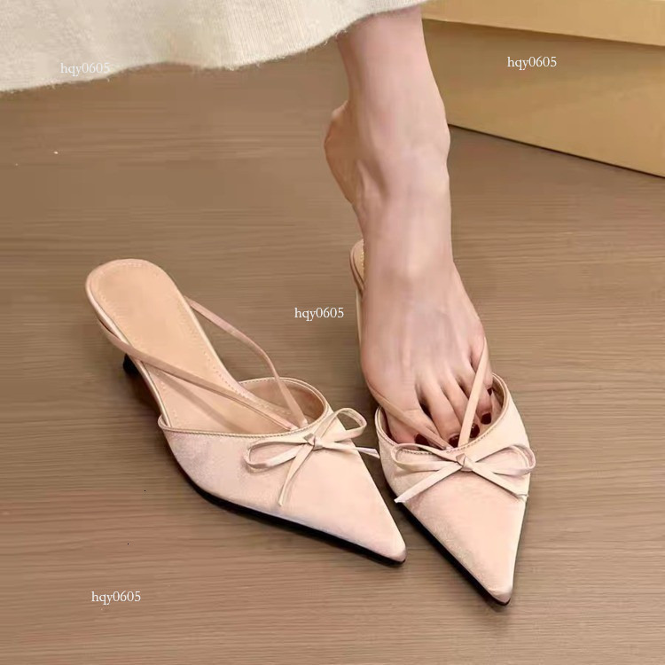Top brand high-quality new-style designer new shoes French bow toe single shoes 2025 sweet, gentle, elegant satin pointed fine heels high heels new fa