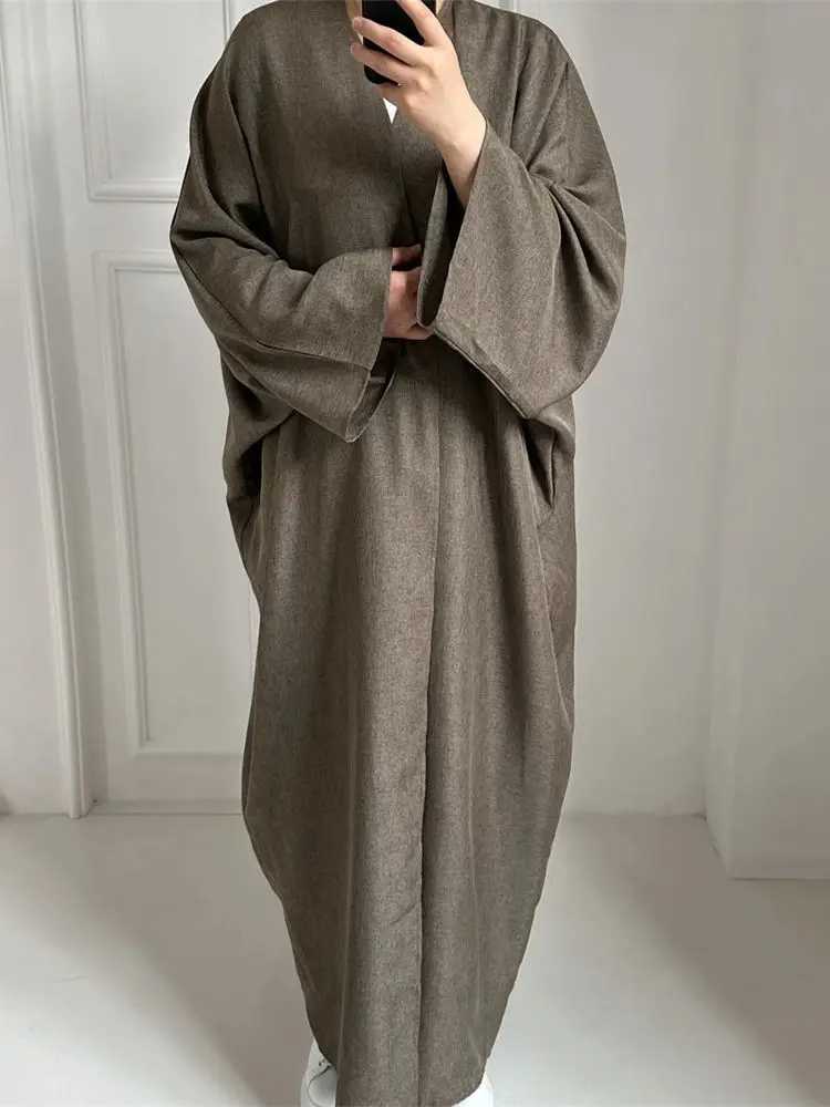 Eid Open Solid Color Batwing Abaya Dubai 2024 Modest Kimono Muslim Kaftan Dresses Abayas for Women Islam Ka Caftan Femmes X250514