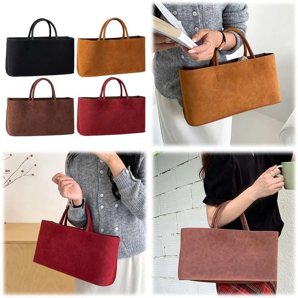 2024 Trend Suede Women's Handbag Large Capacity Versatile Top Handle With Inner Bag Vintage Solid Commuter Casual Tote Bags