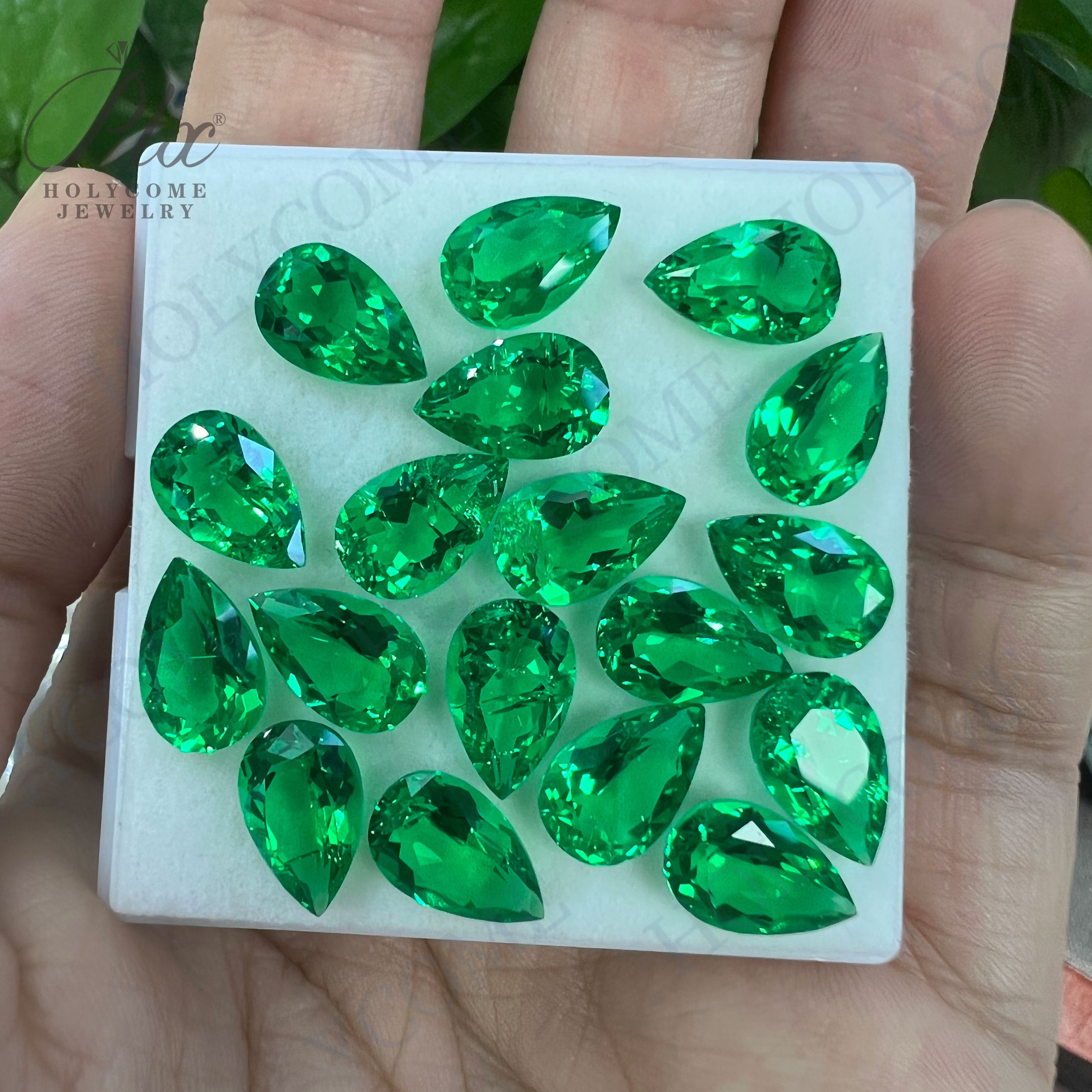 Colombia Lab Grown Emerald Synthetic VVS VS Emerald Stone Hydrothermal Lab Created Pear Cut Loose Gemstone with AGL Certificate