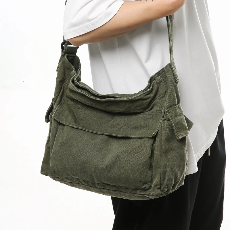 Washed Canvas Shoulder Bags Large Capacity Cotton Biker Korea Style Cloth Satchels Women 100% Pastoral Tooling 250514