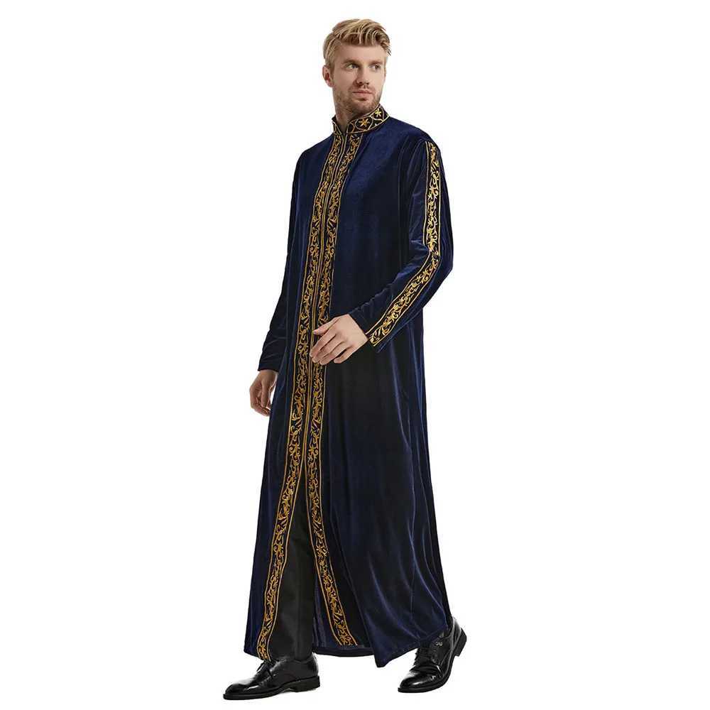 Ramadan Muslim Men Velvet Jubba Thobe Warm Kaftan Islam Clothing Eid Saudi Arabic Robe Thoub Thawb Dubai Abaya Dress Gown Abayas X2505141