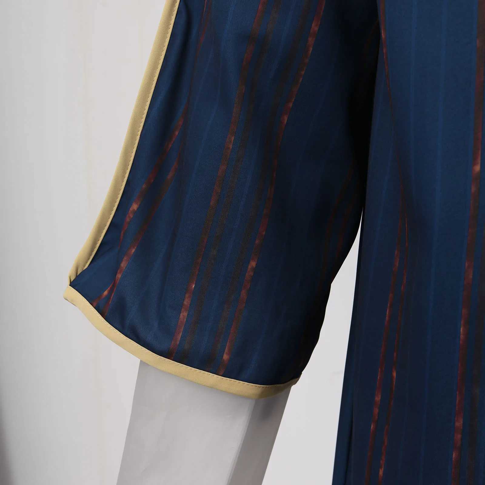MenS Clothing Seasonal Embroidered Striped Mid-Length Sleeve Muslim Robe Striped Hand Embroidered Loose Jalaba Abaya MenS Robe X250514