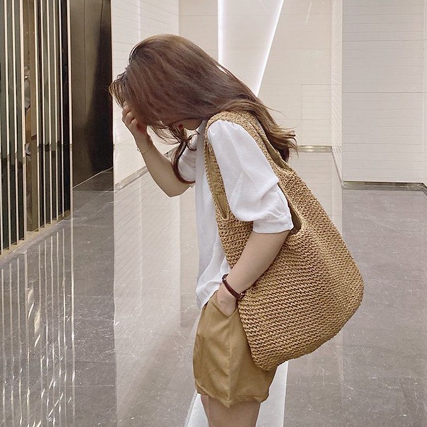 Free shipping 2025 new designer bag Straw for women summer versatile casual shoulder forest series handmade woven bag, large capacity beach