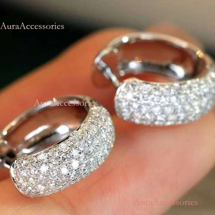 Amazing Gift 5 Rows Iced Out Moissanite Dias 10K Solid Gold Earring Cuffs Fine Jewelry Earrings Women