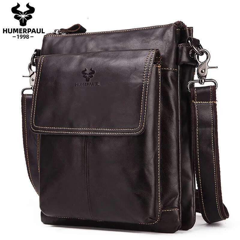 HUMERPAUL Brand Genuine Leather Men's Messenger Bag Business Shoulder Bags For Work High Quality Male Cowhide Handbag Bolso