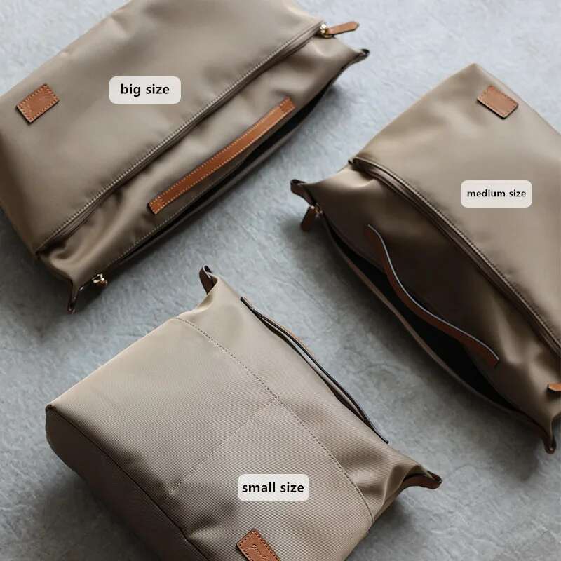 Multifunctional Liner Convenient Storage Bag Waterproof Nylon With Oil Wax Leather Handbag