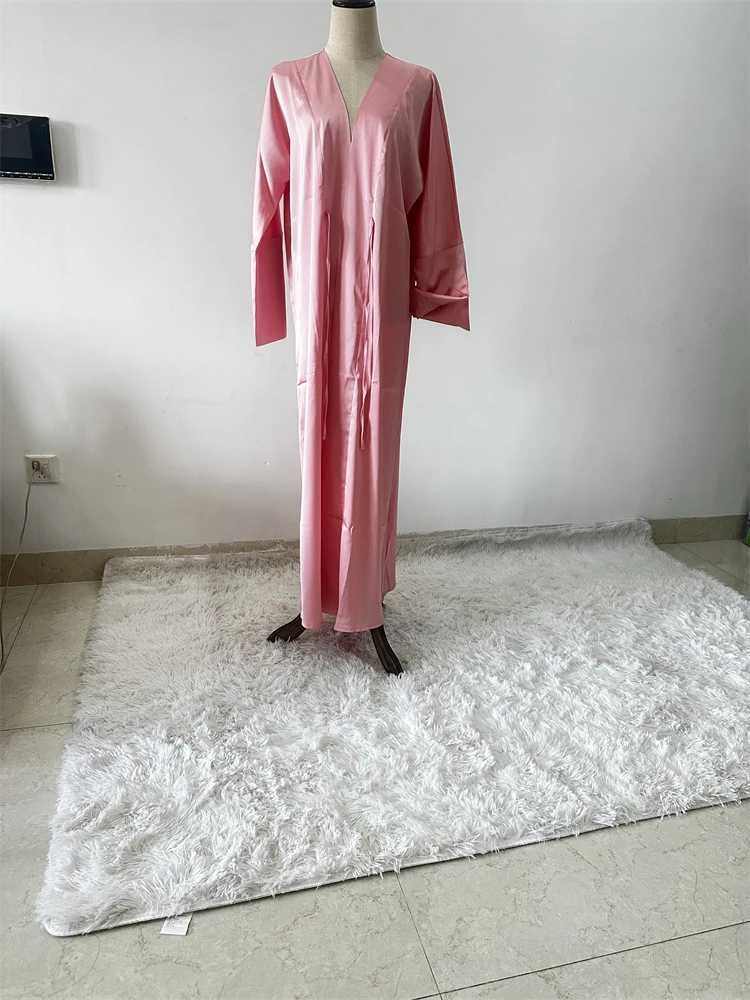 Ramadan Eid Modest Plain Satin Open Kimono Abaya Damen Dubai Ka Muslim Women Clothing Kaftan Islam Robe Femme Musulmane X250514