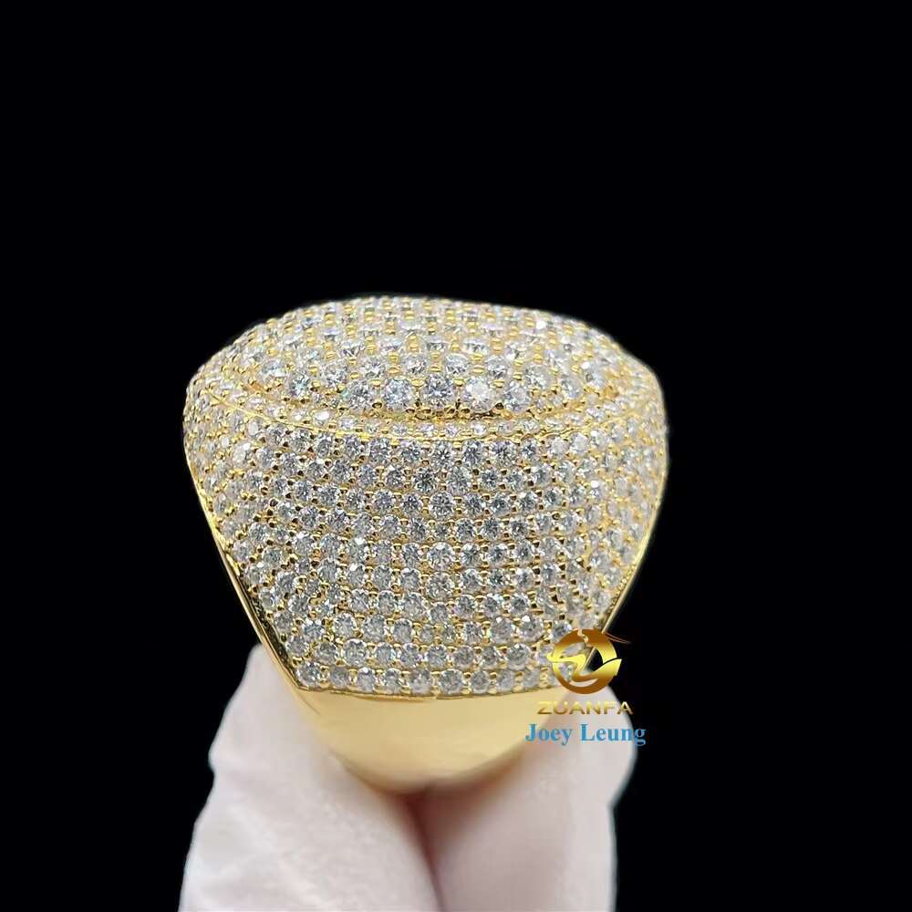 New Style 925 Silver Hip Hop Jewelry VVS Moissanite Diamond Iced Out Custom Men Rings