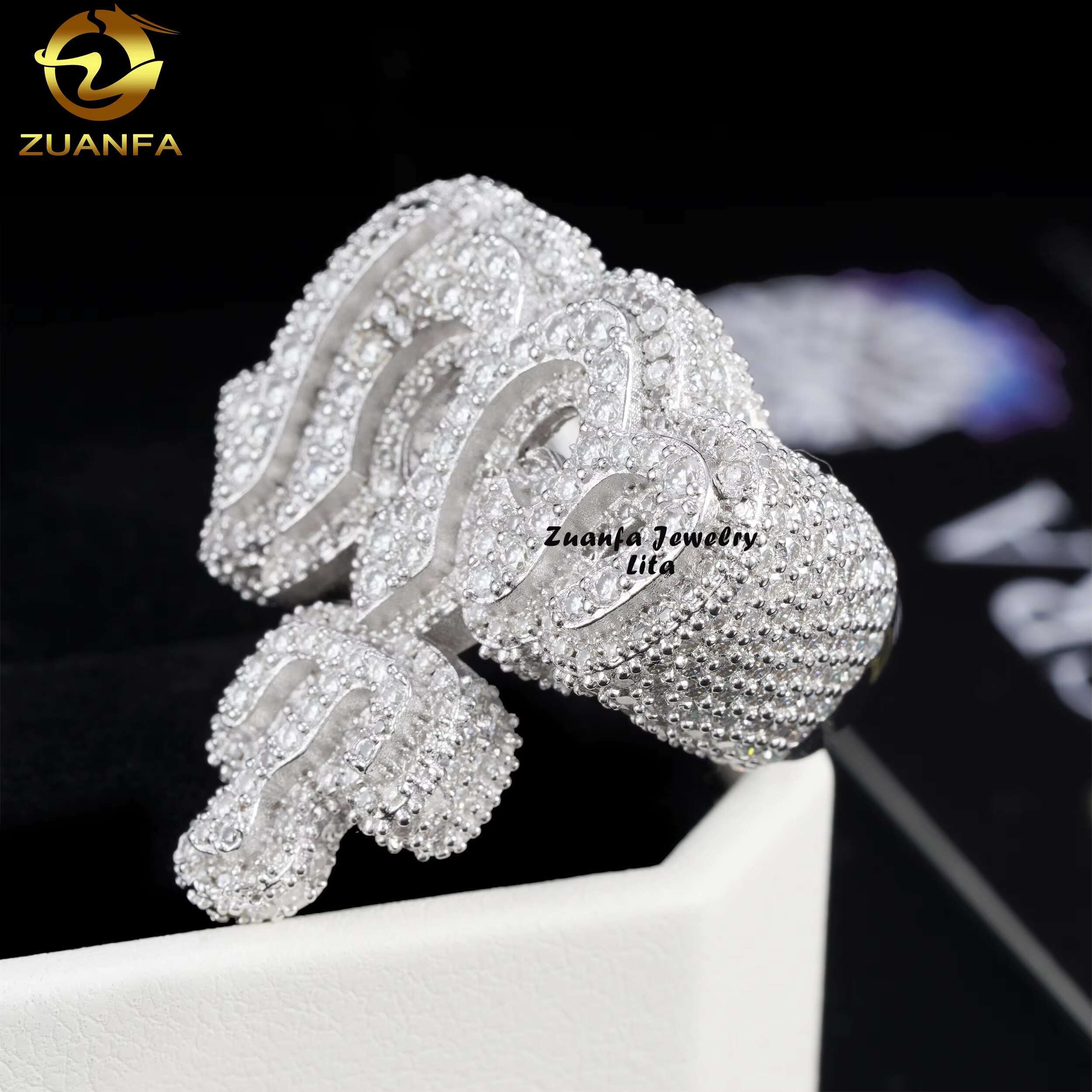 New Arrivals 925 Silver Allah Rings Iced Out VVS Diamond Mens Moissanite Hip Hop Ring