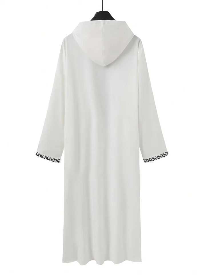 Moroccan Hooded Long Robe Abaya with Luxury Embroidery And Side Pockets for Muslim Men Middle East Style Clothing X250514