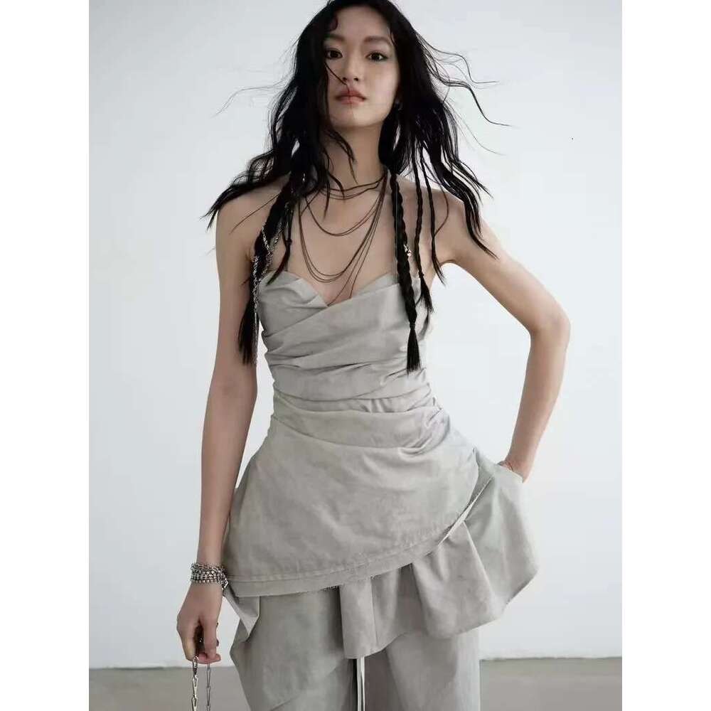 Getspring Women Tank 2025 Spring Summer New Asymmetric Design Strapless Sleeveless Backless Zipper Sexy Short Irregular Vest Top