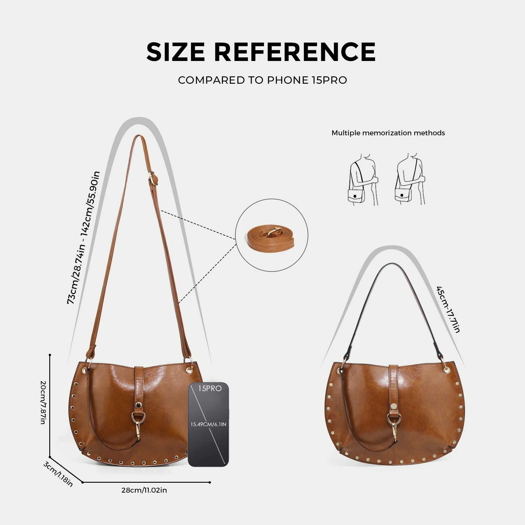 Wens Studded Crescent Saddle Bag Versatile For Shoder Crossbody Wear Punk Style Fi Design Suitable For Daily Use Z250514