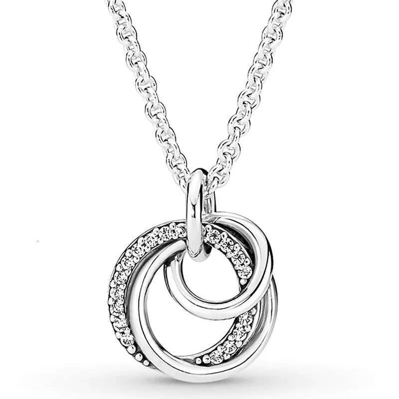 Authentic Sterling Sier Family Always Encircled Earring Necklace With Crystal For Women Jewelry Set Gift
