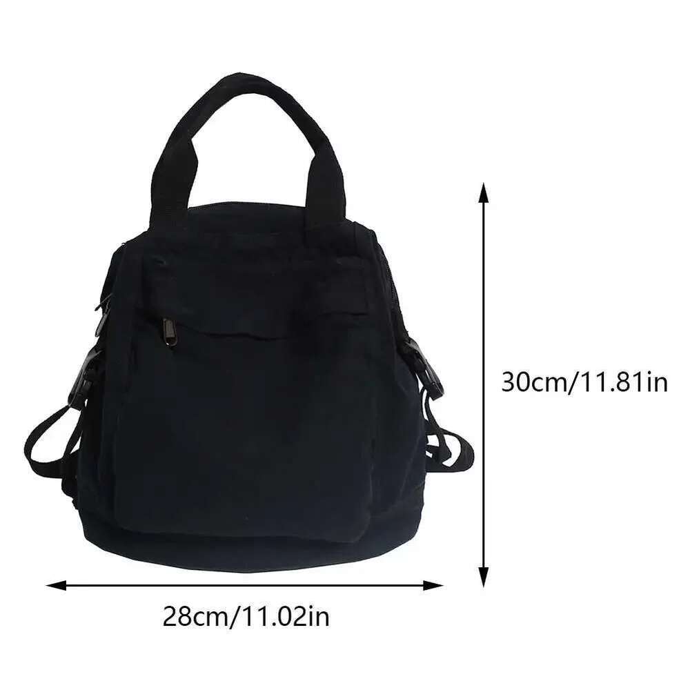 Canvas Vintage Commuting School Bag Solid Color Student Rucksack Aesthetic Hippie Y2k Backpack For Women Girls