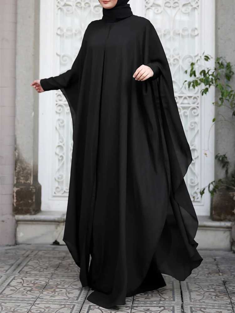 ZANZEA Women Chiffon Abaya Eid Mubarek Muslim Dresses Robe Long Slve Hijab Vestidos Fashion Abayas For Women Isamic Clothing X250514