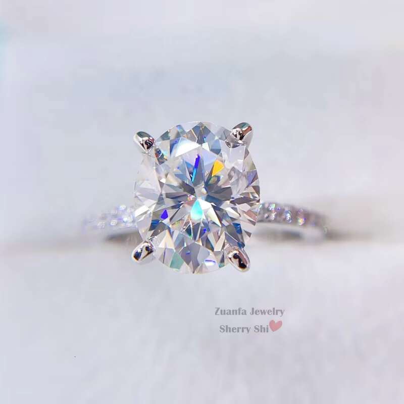Iced Out Band VVS Gra Certificated Solid Silver Engagement Wedding Women Moissanite Ring 5CT