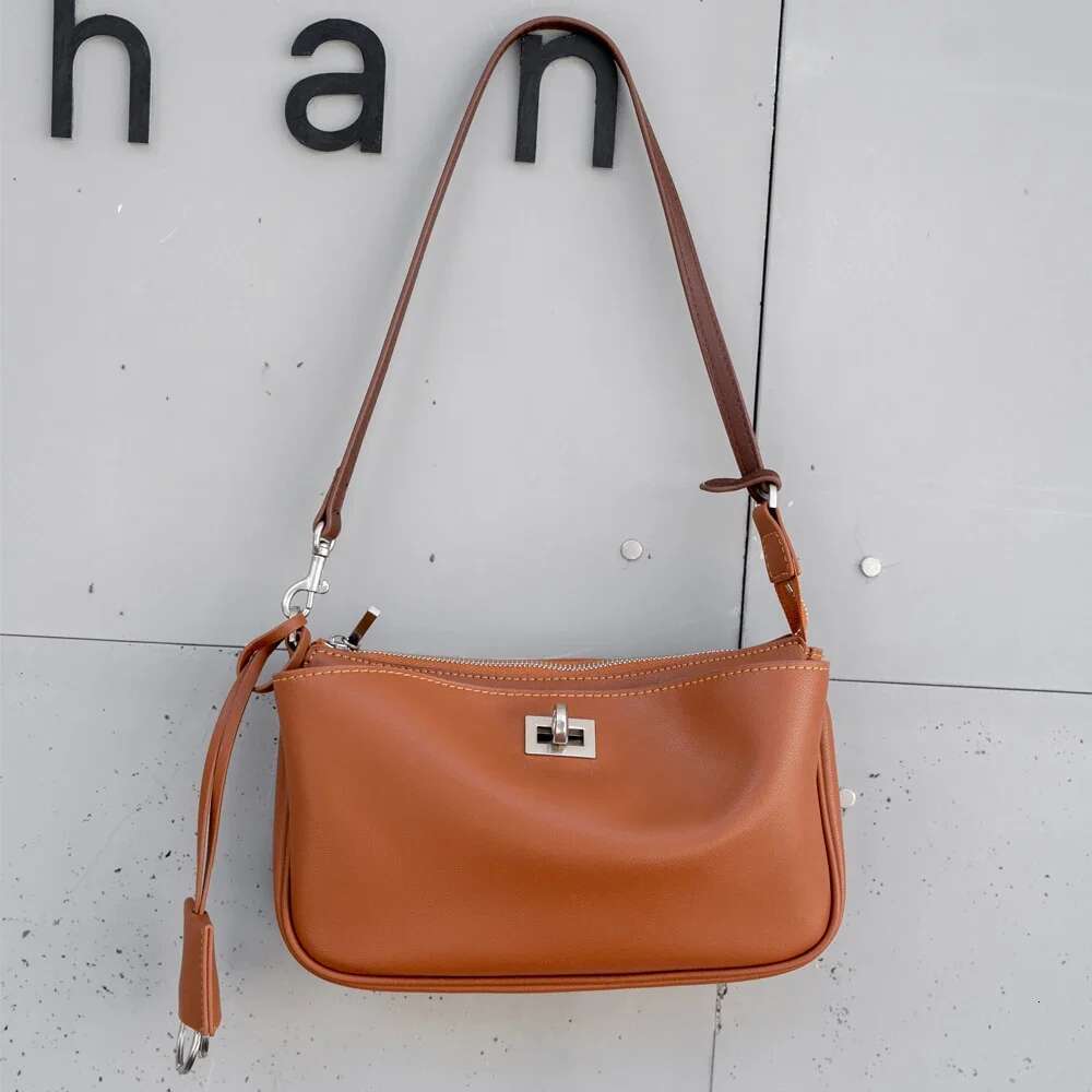 Genuine Leather Fashion Small Brand Designer Women Cowhide Coffe Bags Shoulder Corssbody Good Quality Femal Bag Black New