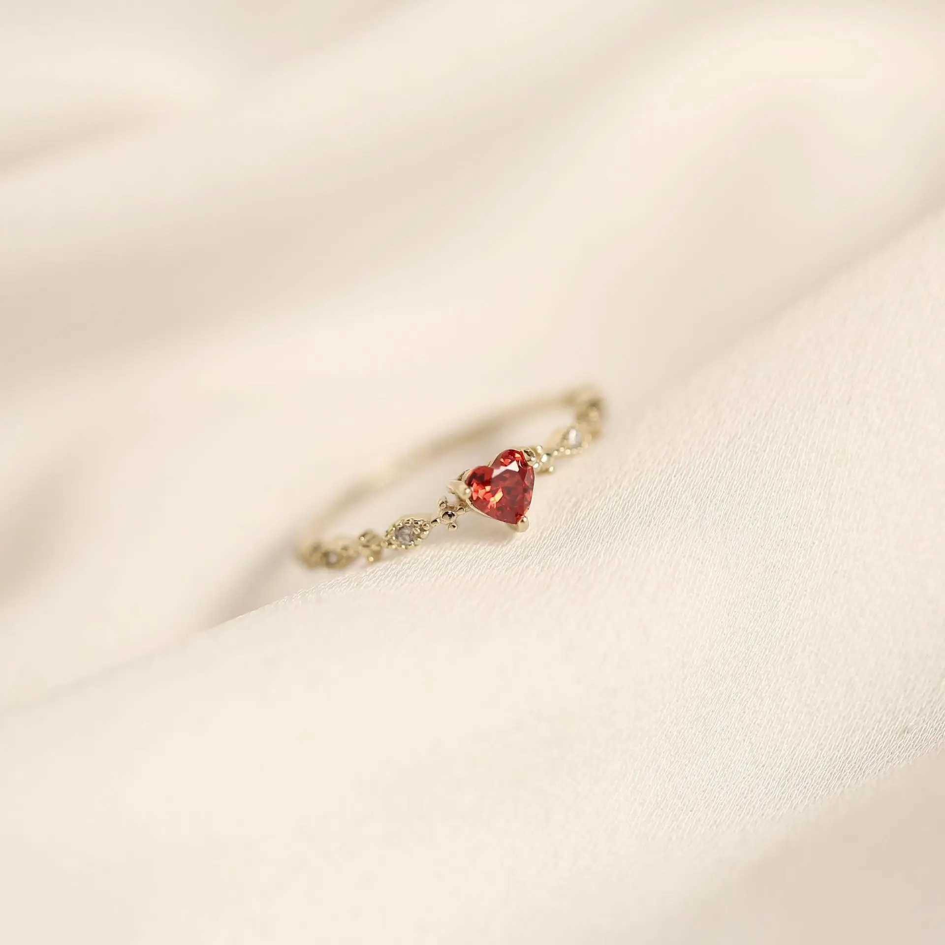 925 Sterling Silver Plating 14k Gold Simple Ruby Ring Women Fashion Tail Ring Party Jewelry Accories Engagement GiftXJ250514