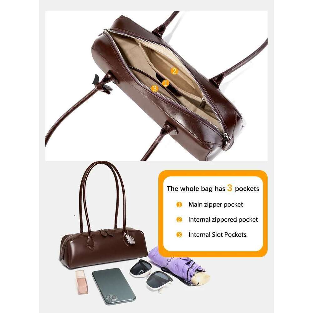 Zency Wine Red Designer Underarm Handbag Premium Oil Wax Leather Shoulder Bag Ladies Satchel French Style Waterproof