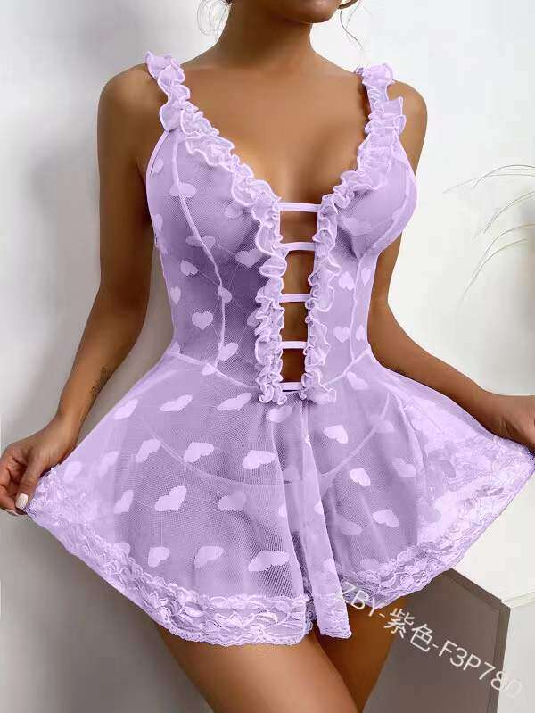Sexy Lace Lingerie Yaguo Lingerie See Through Lace Short Skirt Ultra Thin Fairy Sexy Seductive And Passionate Nightgown KQ