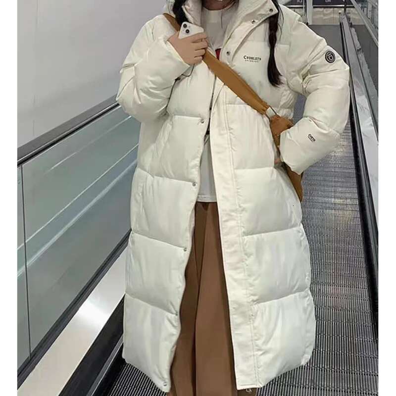 ITOOLIN Zipper Up Pockets Down Autumn Oversize Loose Turtleneck Thicken Long Coat Winter Women Casual Parkas