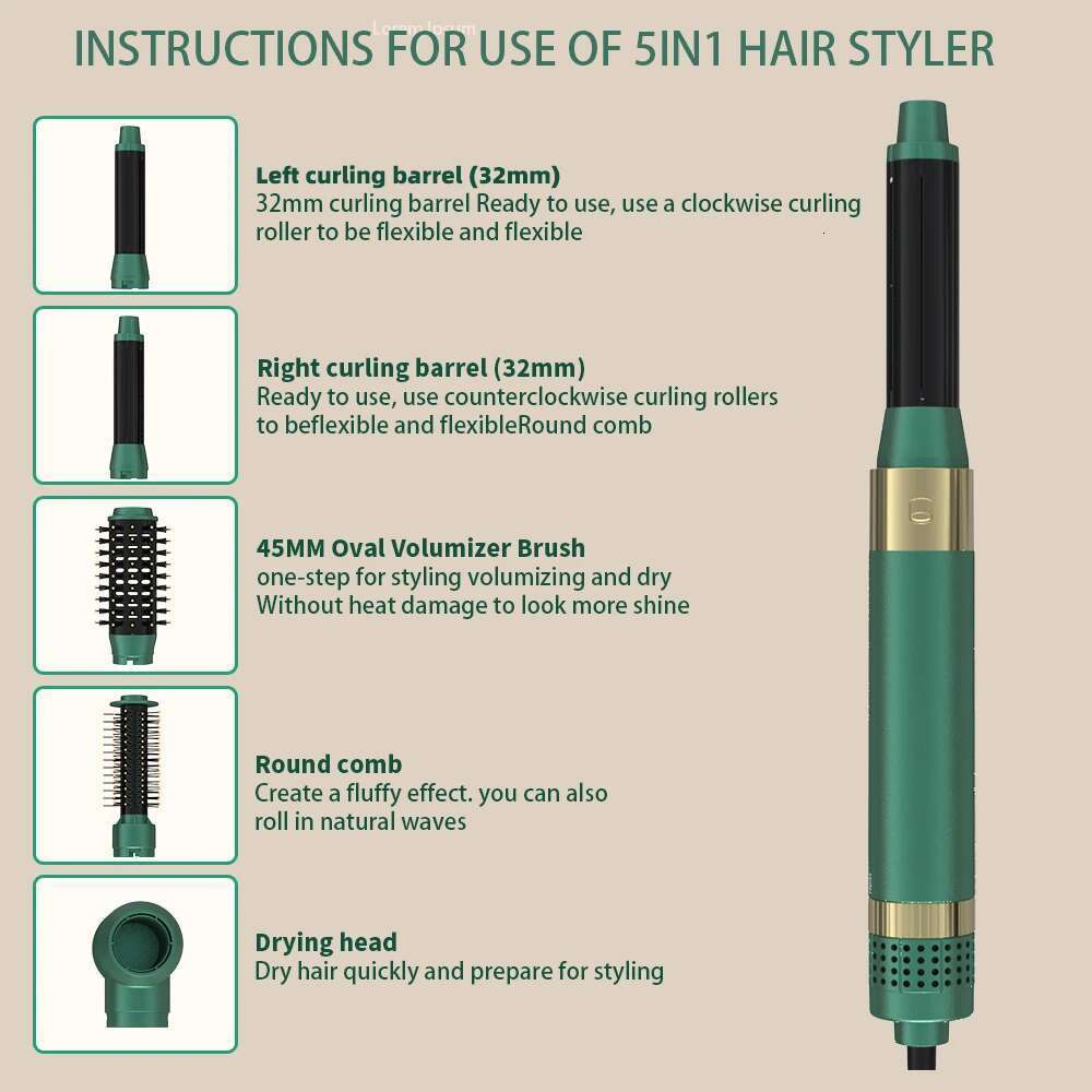 Hair Dryer Brush Detachable 5-in-1 Styling Drying System, Quick Drying, Curl Smoothing & Styling, Automatic Curls