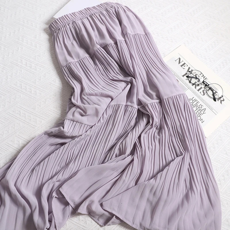Womens Elastic Waist Covering Flesh Slimming Aline Skirt With Sense Sagging Half Length Gentle Elegant Pleated 250514