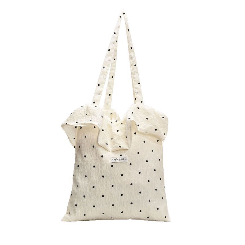 2025 New Spring/Summer Collection Korean Polka Dot Cloth Shoulder Fairy Wind Lotus Leaf Designer Edge Handbag Women's Vacation Chiffon Bag