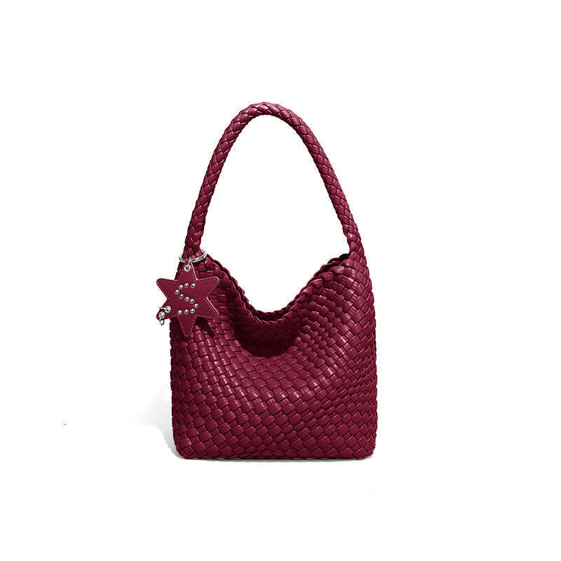 Tote Bag Live Streaming New High End Versatile Champagne Gold Woven Tote For Women Large Capacity Commuting Bucket Bag Hand Held Shoulder Bag KQ