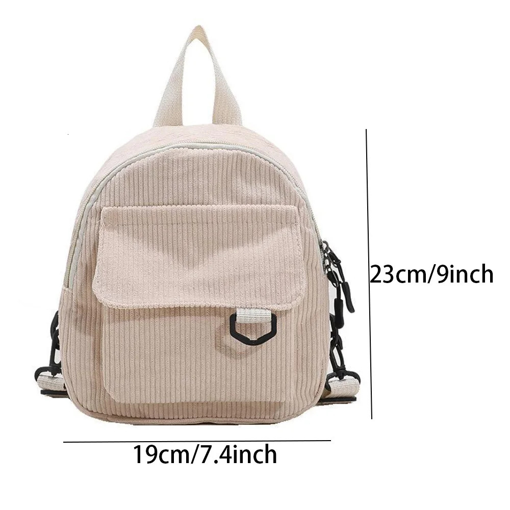 Womens Mini Backpack Fashion Solid Color Corduroy Small Simple Casual Traveling Large Capacity Durable Females Schoolbag 250514