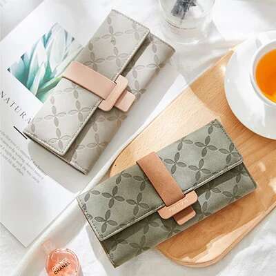 Female Fashion Long Wallet Quality Emed Leather Women Folded Design Money Bag Lady Coin Purse Credit Card Holders For Girls