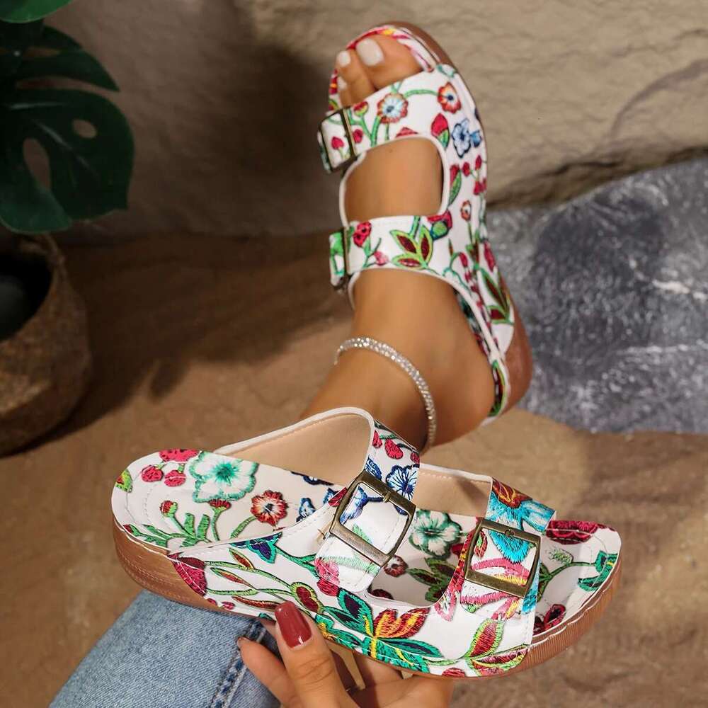 Orthopedic Wedge Heels Sandals Summer New Fashion Buckle Shoes for Casual Beach Slippers Home Slides Women