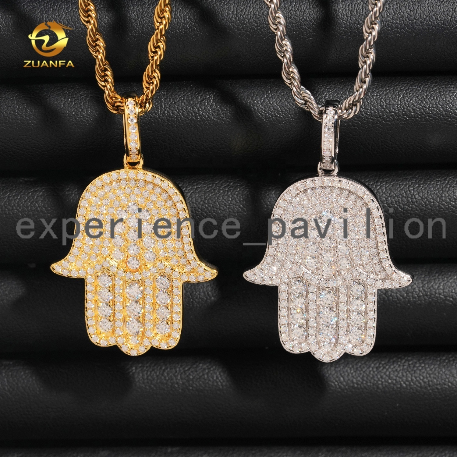 Hip Hop Fashion Rapper Charm 925 Sterling Silver Iced Out Diamond Moissanite Hamsa Hand Pendant
