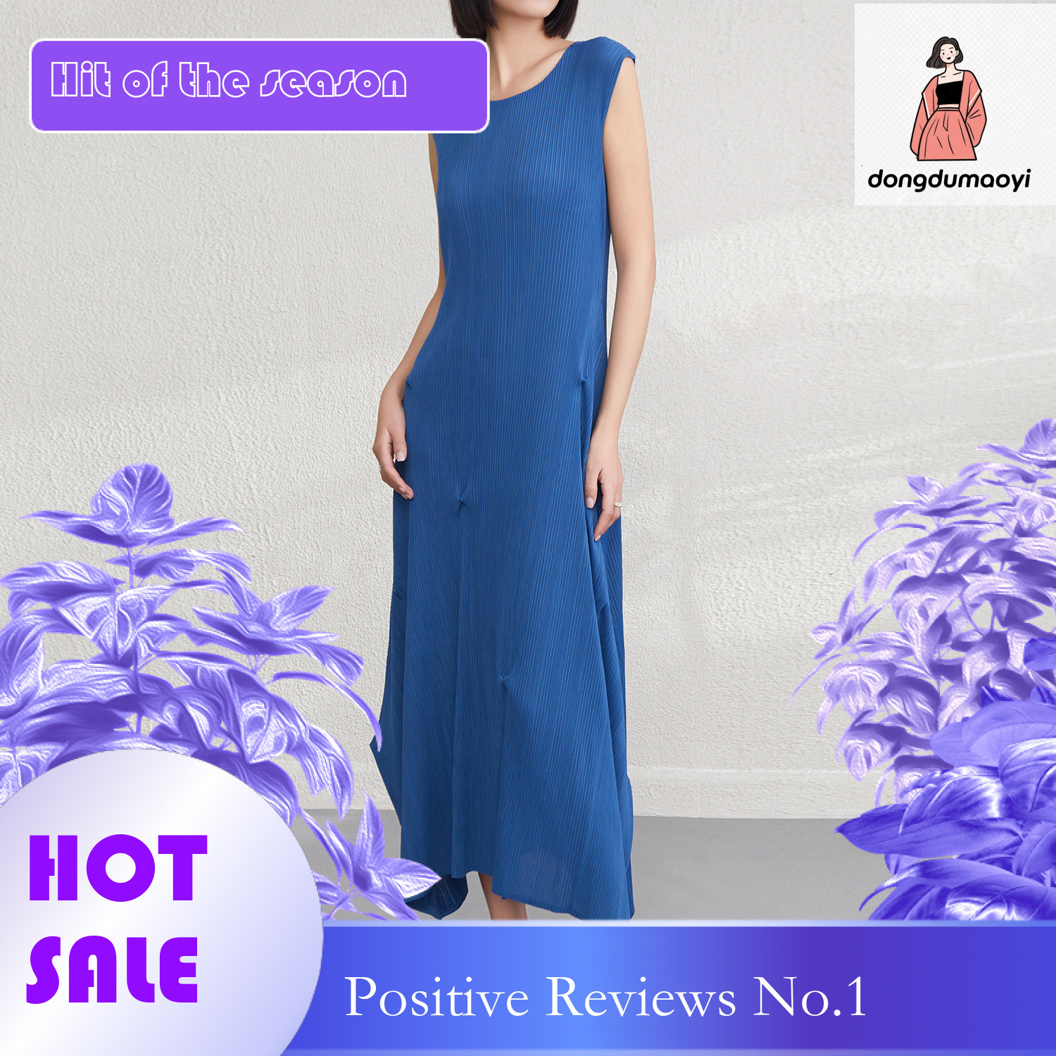 dongdumaoyi Miyake s new pleated dress with irregular temperament for women clothing in the summer of Round neck sleeveless slimming long skirt