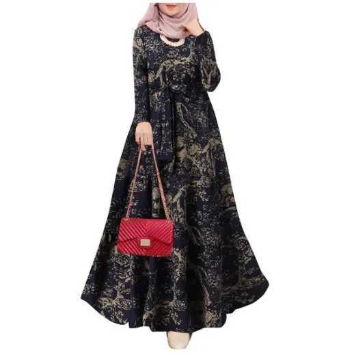 Women dress Eid Muslim Dresses Long Slve O Neck Dubai Abaya Print Long Robe Patchwork Kaftan Casual Abayas Ramadan Morocco X250514