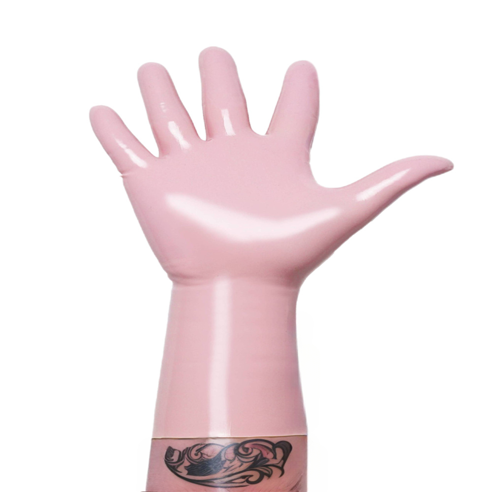 customized gloves rubber pink latex fetish wear handmade gloves mark Latex catsuit male fetish hood chlorine bodysuit
