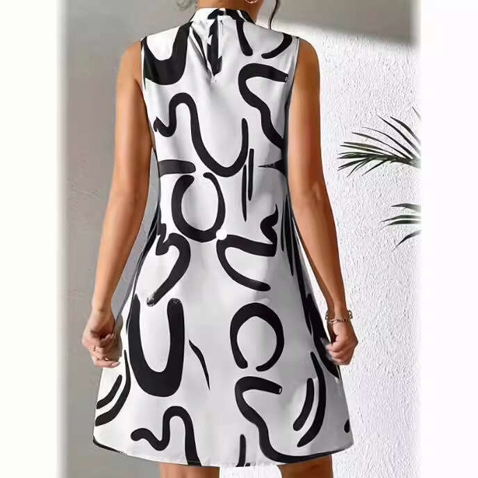 Women Clothes Dress New Women S Fashion Printed Round Neck Sleeveless Dress KQ