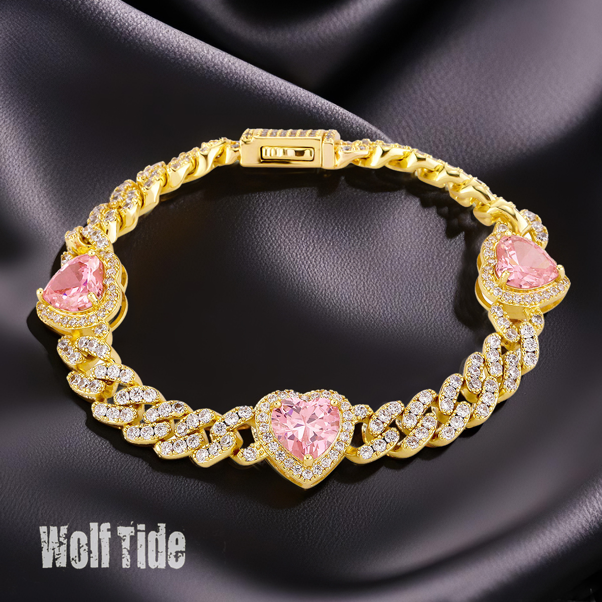 Bling Cubic Zirconia Butterfly Heart Charm Bracelet For Women Cuban Link Chain Chunky Top Quality Fashion Hip Hop Iced Out Chains Wolf Tide Rapper Jew