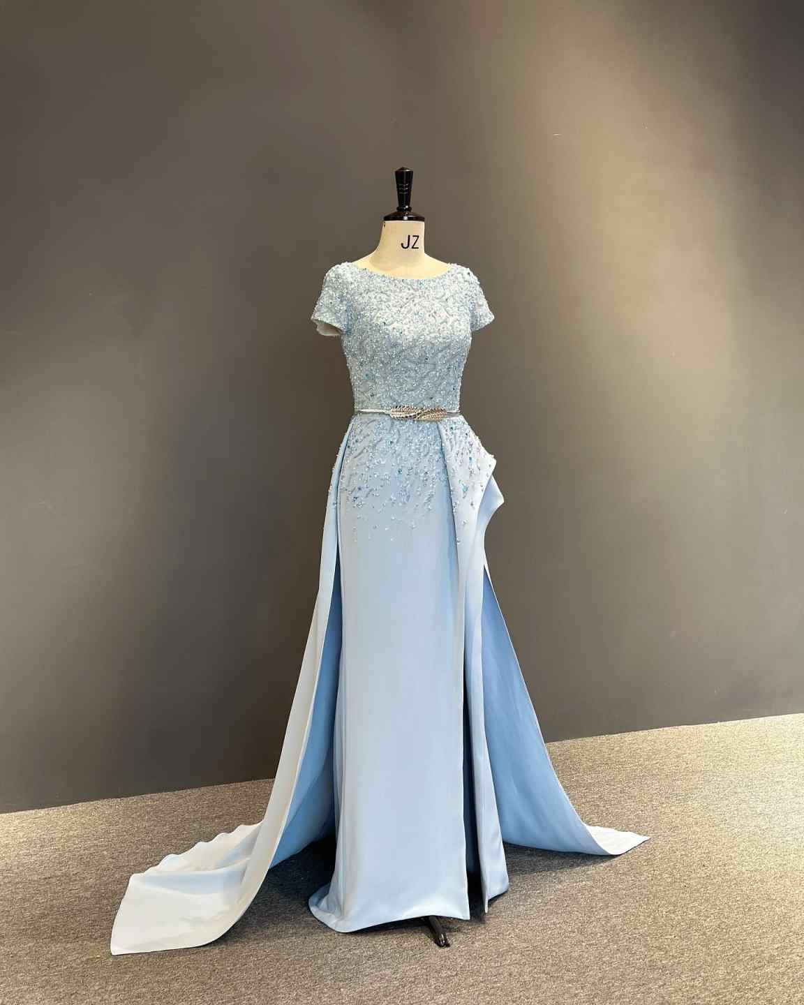 Crystals Glitter Prom Dresses Mermaid With Boat Neck Sequins Customized Zipper Court Gown Floor-Length Evening Dress Plus Size Vestido De Noite