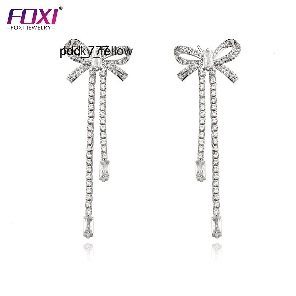 China Wholesale Customized Bow Knot Jewelry Silver Plated Bling butterfly Tassel Style Moissanite Bow Earrings for Women
