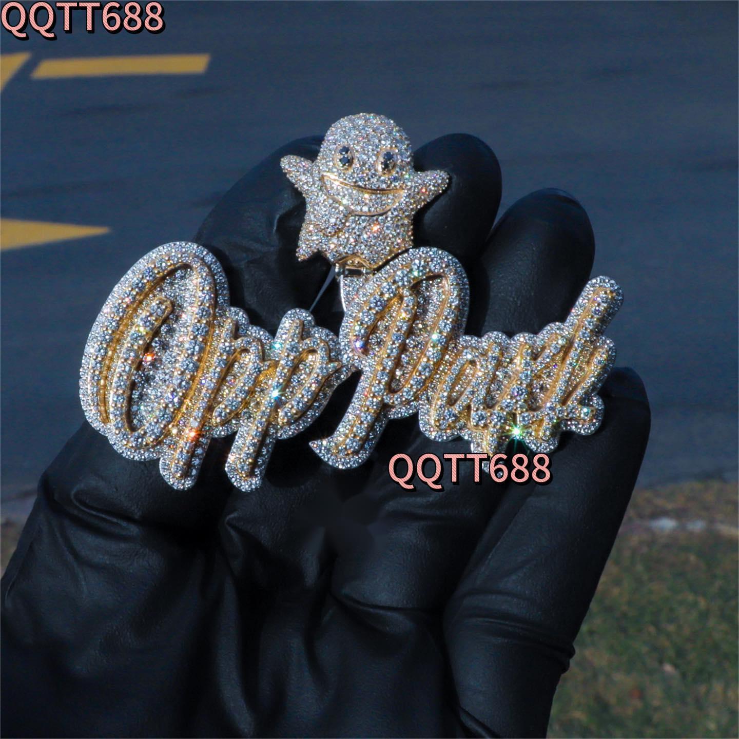 Custom Name Letter Pendant Iced Out Real S925 Silver 9k 10k 14k 18k Solid Gold Moissanite Diamond Initial Pendant
