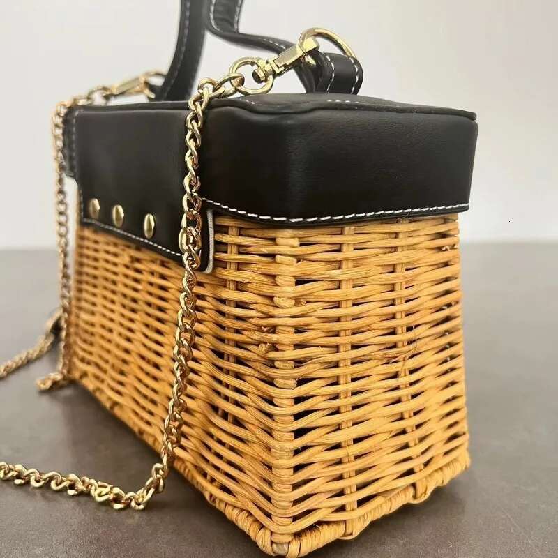 Handmade Rattan Woven Beach Versatile Women's Fashionable Small Handbag Bag